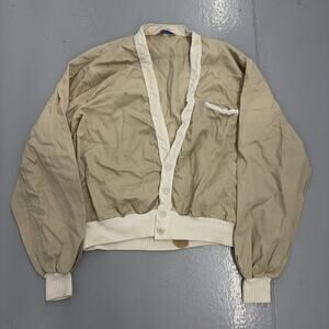 Vintage 50s Sears Fieldmaster Tan Cotton Boxy Cardigan
